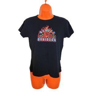 🌹 vintage Harley Davidson flaming rose tee 🌹